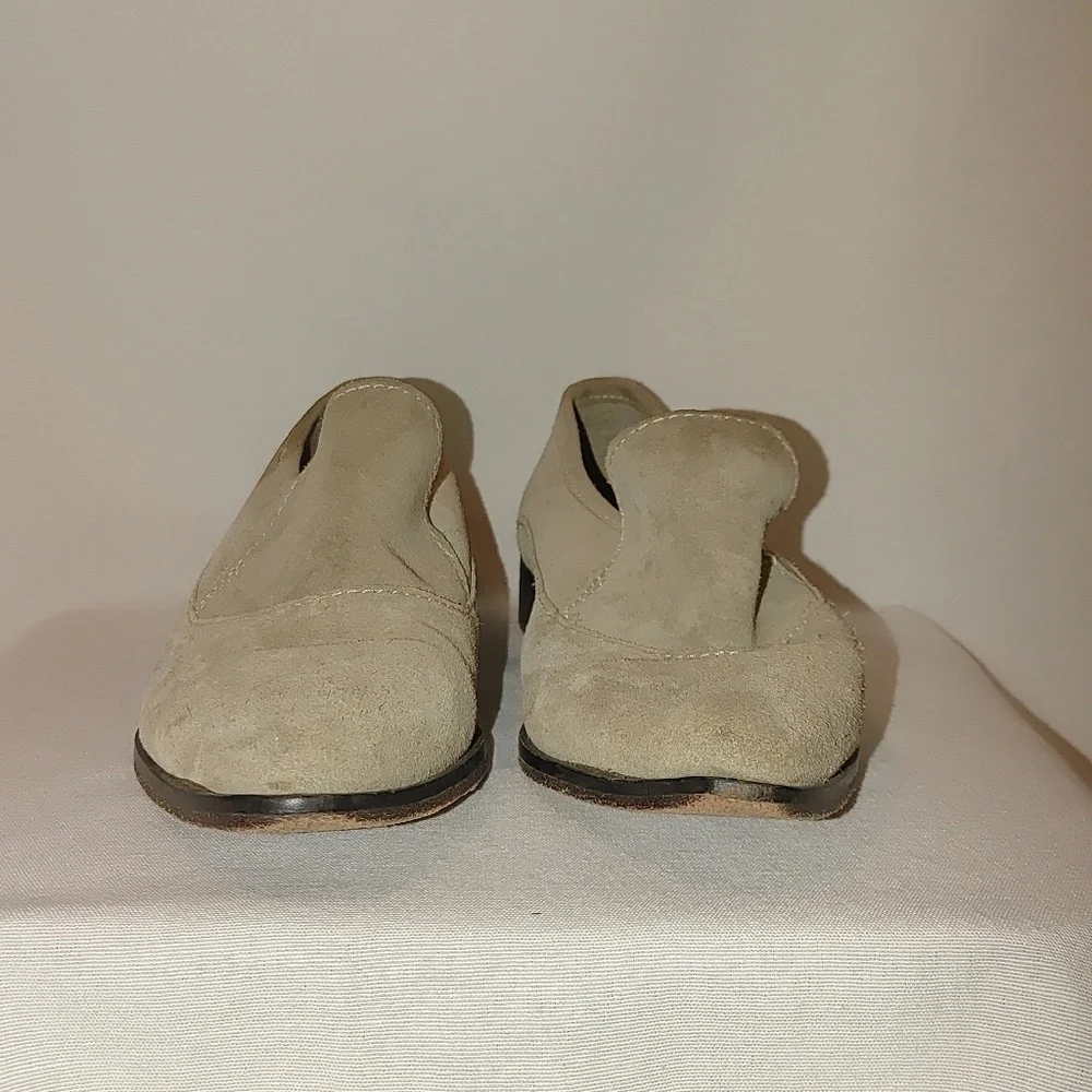 Free People Brady Slip On Loafer Pointed Suede Taupe Tan 38.5 Distressed Leather